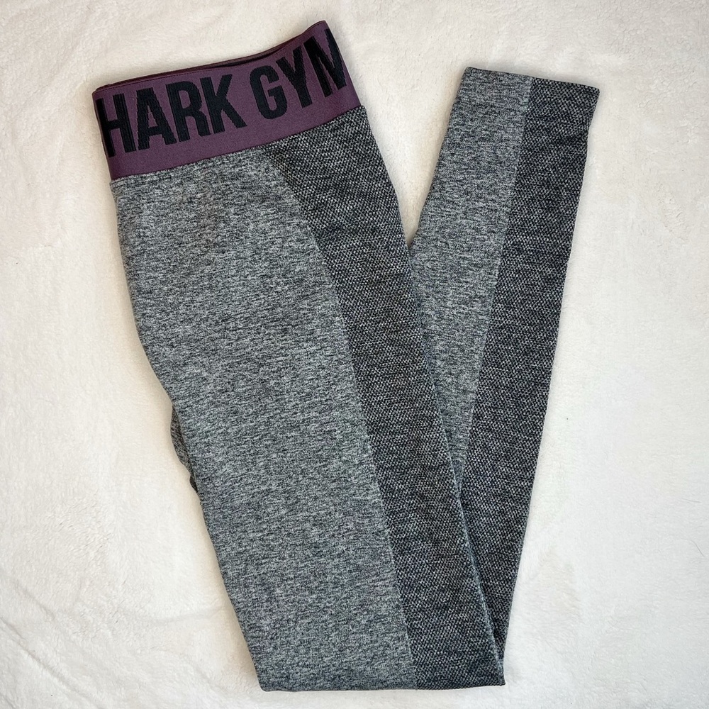 Gymshark Flex Low Rise Leggings - Charcoal Marl/Purple - Small